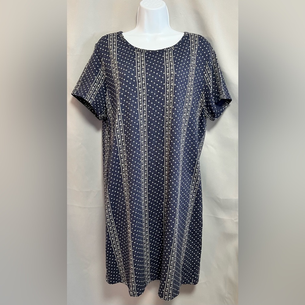 Old Navy Dress Womens Sz XL Blue Floral Short Sleeve